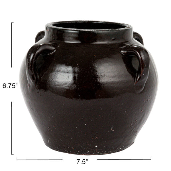 Distressed Espresso Found Clay Jar (Each One Will Vary)